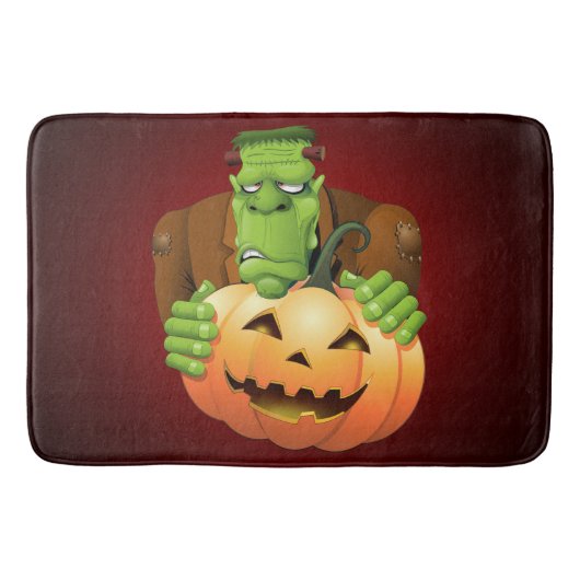 Frankenstein Monster Cartoon mit Pumpkin Badematte (Vorderseite)