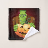 Frankenstein Monster Cartoon mit Pumpkin Badhandtuch Set (Waschlappen)