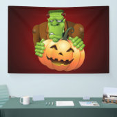 Frankenstein Monster Cartoon mit Pumpkin Banner (Messe)