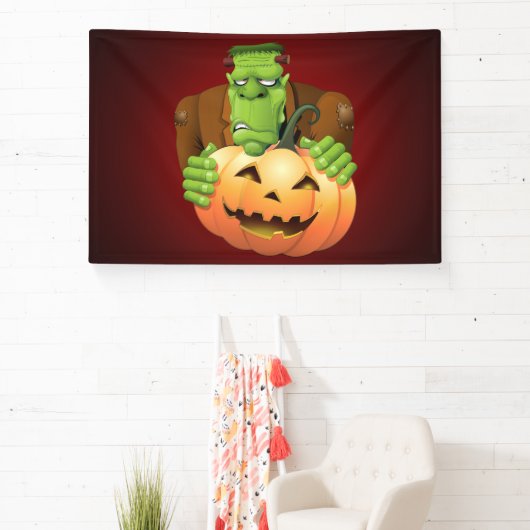 Frankenstein Monster Cartoon mit Pumpkin Banner (InSitu)