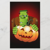 Frankenstein Monster Cartoon mit Pumpkin Briefpapier (Vorderseite)