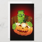 Frankenstein Monster Cartoon mit Pumpkin Briefpapier (Vorne/Hinten)