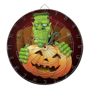 Frankenstein Monster Cartoon mit Pumpkin Dartscheibe