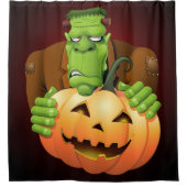 Frankenstein Monster Cartoon mit Pumpkin Duschvorhang (Vorderseite)