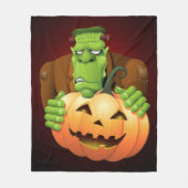 Frankenstein Monster Cartoon mit Pumpkin Fleecedecke (Vorderseite)