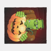 Frankenstein Monster Cartoon mit Pumpkin Fleecedecke (Vorderseite (Horizontal))