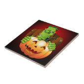 Frankenstein Monster Cartoon mit Pumpkin Fliese (Seite)