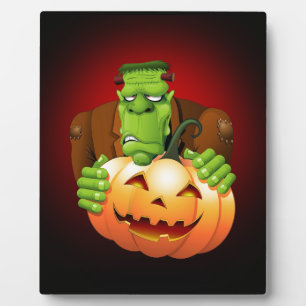 Frankenstein Monster Cartoon mit Pumpkin Fotoplatte