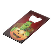 Frankenstein Monster Cartoon mit Pumpkin Geldbeutel Flaschenöffner (Vorderseite Schrägansicht)