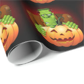 Frankenstein Monster Cartoon mit Pumpkin Geschenkpapier (Rolleneckpunkt)