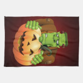 Frankenstein Monster Cartoon mit Pumpkin Geschirrtuch (Horizontal)