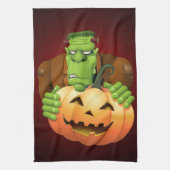 Frankenstein Monster Cartoon mit Pumpkin Geschirrtuch (Vertikal)