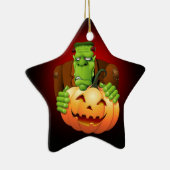 Frankenstein Monster Cartoon mit Pumpkin Keramik Ornament (Rechts)