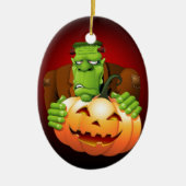Frankenstein Monster Cartoon mit Pumpkin Keramik Ornament (Vorne)