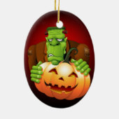 Frankenstein Monster Cartoon mit Pumpkin Keramik Ornament (Hinten)