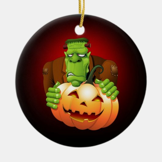 Frankenstein Monster Cartoon mit Pumpkin Keramikornament (Vorne)