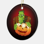 Frankenstein Monster Cartoon mit Pumpkin Keramikornament (Links)