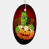 Frankenstein Monster Cartoon mit Pumpkin Keramikornament (Rechts)