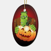 Frankenstein Monster Cartoon mit Pumpkin Keramikornament (Links)