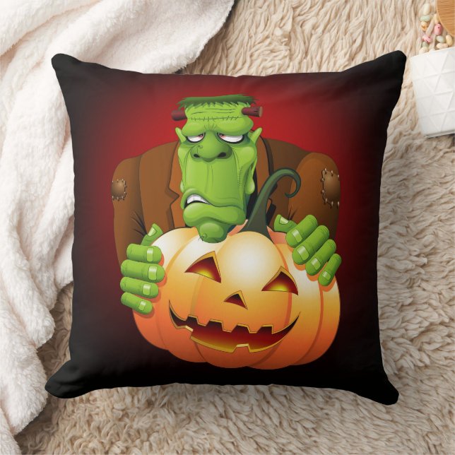 Frankenstein Monster Cartoon mit Pumpkin Kissen (Decke)