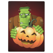 Frankenstein Monster Cartoon mit Pumpkin Klemmbrett (Rückseite)
