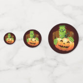 Frankenstein Monster Cartoon mit Pumpkin Konfetti (Rückseiten)