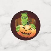 Frankenstein Monster Cartoon mit Pumpkin Konfetti (Klein Vorderseite)