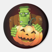 Frankenstein Monster Cartoon mit Pumpkin Magnet (Vorne)