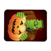 Frankenstein Monster Cartoon mit Pumpkin Magnet (Horizontal)