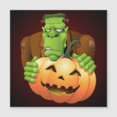 Frankenstein Monster Cartoon mit Pumpkin Magnetkarte (Vorderseite)