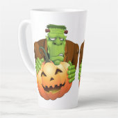 Frankenstein Monster Cartoon mit Pumpkin Milchtasse (Linke Ecke)