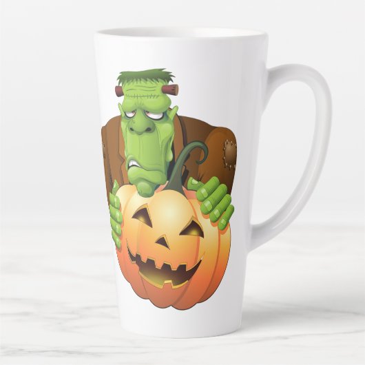 Frankenstein Monster Cartoon mit Pumpkin Milchtasse (Rechts)