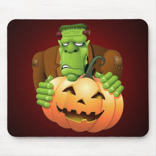 Frankenstein Monster Cartoon mit Pumpkin Mousepad (Vorne)