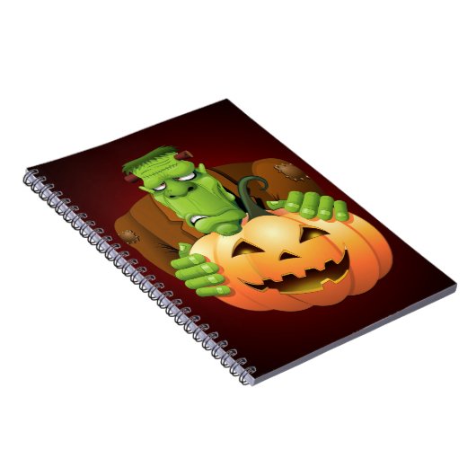 Frankenstein Monster Cartoon mit Pumpkin Notizblock (Rechte Seite)