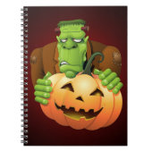 Frankenstein Monster Cartoon mit Pumpkin Notizblock (Vorderseite)