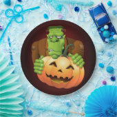 Frankenstein Monster Cartoon mit Pumpkin Pappteller (Party)