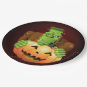 Frankenstein Monster Cartoon mit Pumpkin Pappteller (Schrägansicht)