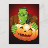 Frankenstein Monster Cartoon mit Pumpkin Postkarte (Vorderseite)