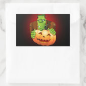 Frankenstein Monster Cartoon mit Pumpkin Rechteckiger Aufkleber (Tasche)
