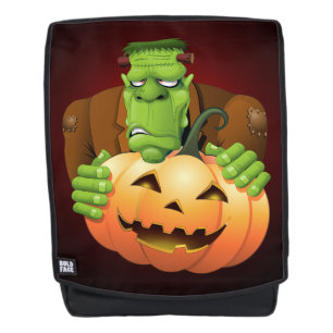 Frankenstein Monster Cartoon mit Pumpkin Rucksack
