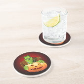 Frankenstein Monster Cartoon mit Pumpkin Sandstein Untersetzer (Seite)