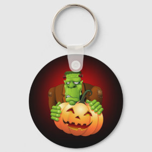 Frankenstein Monster Cartoon mit Pumpkin Schlüsselanhänger