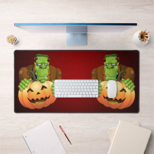 Frankenstein Monster Cartoon mit Pumpkin Schreibtischunterlage