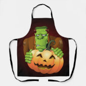Frankenstein Monster Cartoon mit Pumpkin Schürze (Vorderseite)