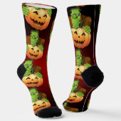 Frankenstein Monster Cartoon mit Pumpkin Socken (Gewinkelt)