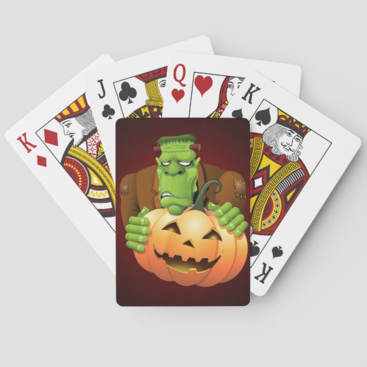 Frankenstein Monster Cartoon mit Pumpkin Spielkarten (Rückseite)