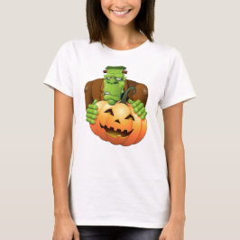 Frankenstein Monster Cartoon mit Pumpkin T-Shirt