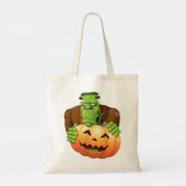 Frankenstein Monster Cartoon mit Pumpkin Tragetasche (Rückseite)