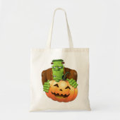 Frankenstein Monster Cartoon mit Pumpkin Tragetasche (Vorne)