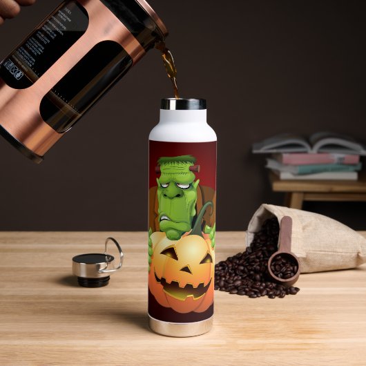 Frankenstein Monster Cartoon mit Pumpkin Trinkflasche (Kaffee)